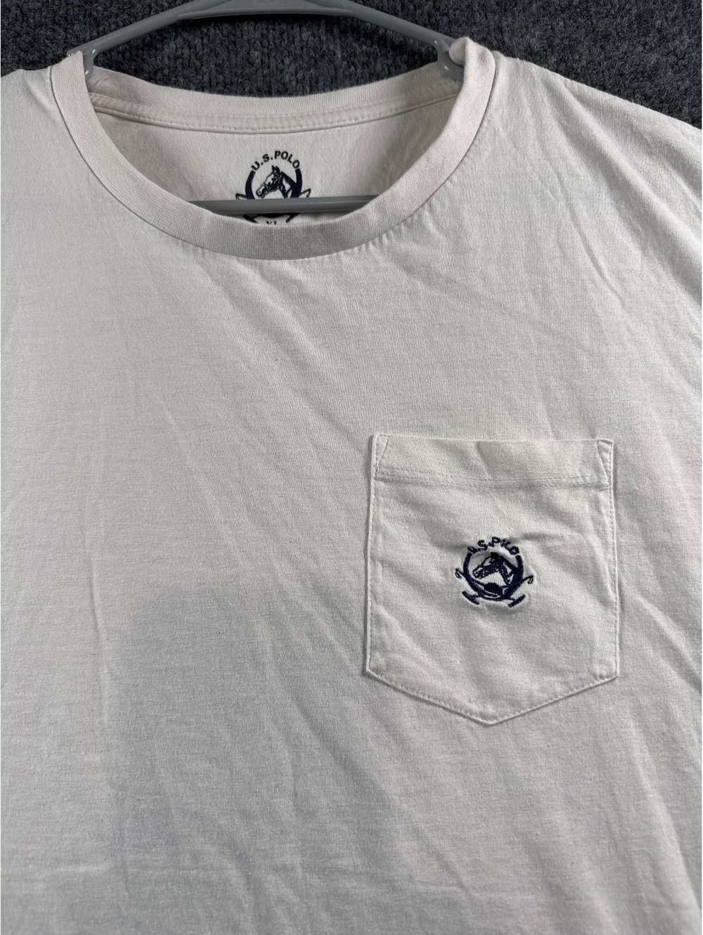 US Polo Assn Mens XL White Pocket T Shirt Navy Horse Logo Cotton Casual Tee